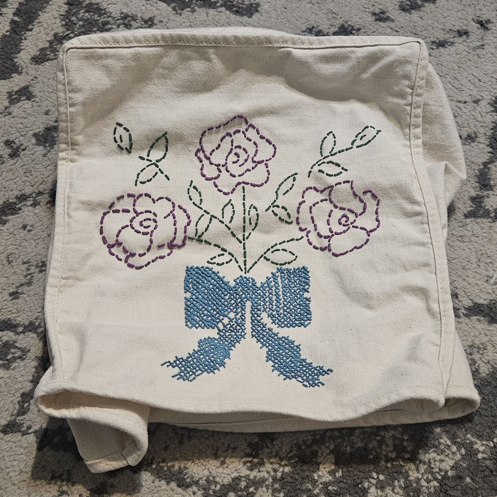 Vintage 1980s Floral Canvas Coffee Maker Cover Graphic